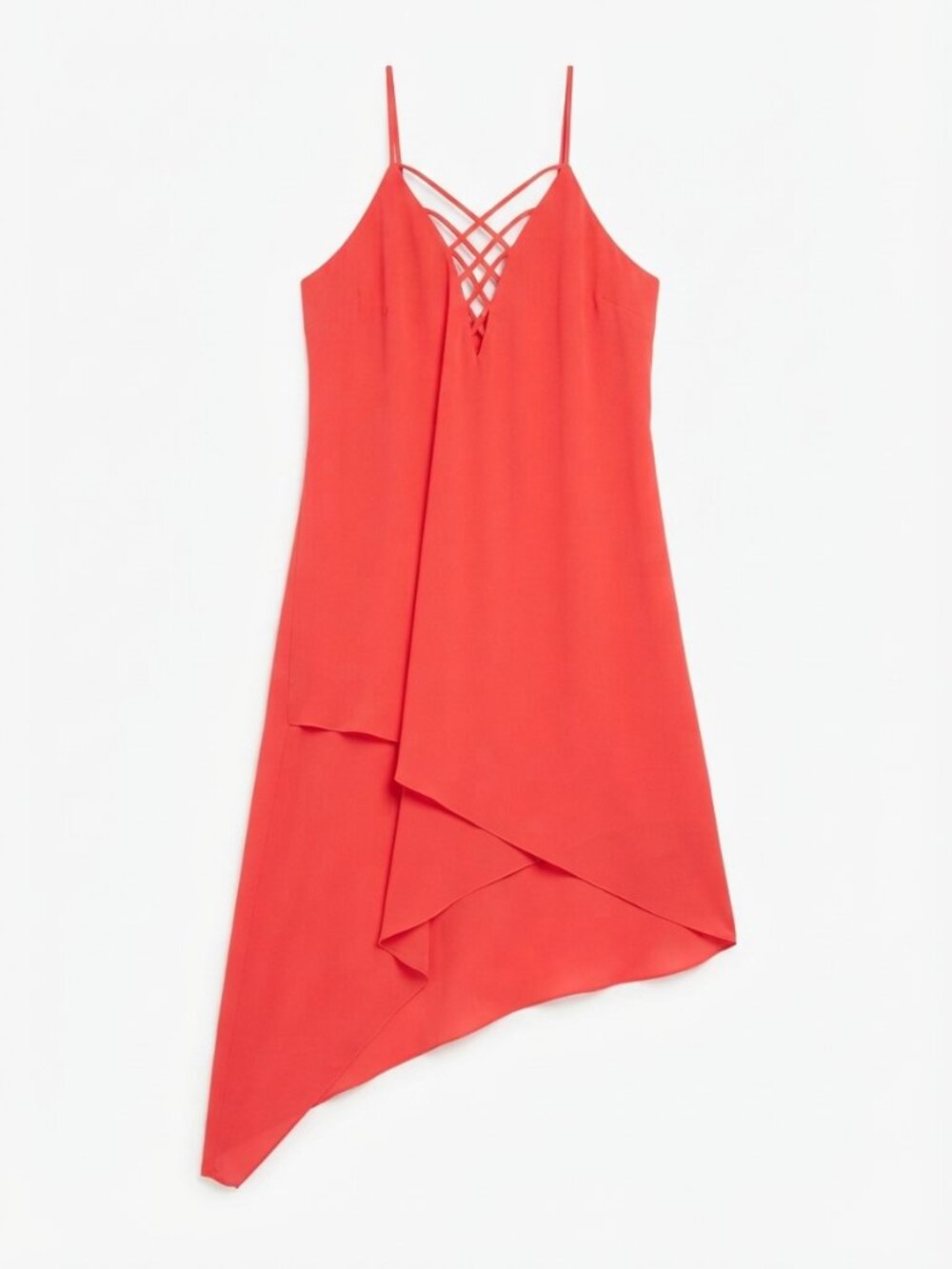GUESS - Coral Pink Strappy Crossover Asymmetrical Hem Dress - Medium